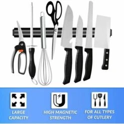 Porte Couteaux Aimanté Cuisine  2 Pieces 38 Cms Barre Magnetique Couteaux Outils Barre Aimantée Porte Couteaux Aimant Couteau Mural Support Couteaux Aimanté Barre Aimantée -Stanleyfaco Magasin 85568705 4