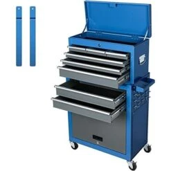 Grand Chariot D'atelier Portable Armoires Supérieures Et AIRAJ Chariot à Outils Avec Roues, Stockage D'outils Et D'appareils Lourds, Avec 10 Crochets Sur Le Côté, Pour Les Ateliers Et Les Armoires à O