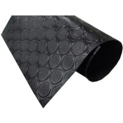 Tapis PVC Sol De Caotchouc 1mm Design Boutons Noir Taille 100X100 CM