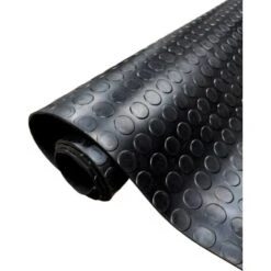 Tapis PVC Sol De Caotchouc 3mm Design Boutons Noir Taille 100X100 CM