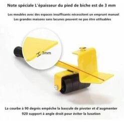 Lève-Meubles Robuste, Kit De Déplacement De Meubles, Système De Déplacement De Meubles Avec Roues, Peut Pivoter À 360 Degrés, Quatre Charges Maximales De 400 Kg / 870 LB -Stanleyfaco Magasin 85713669 3