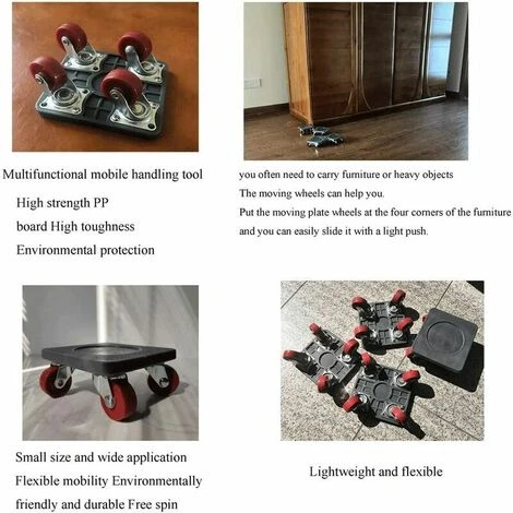 Ensemble D'outils De Levage De Meubles 5 Pièces Poussoir Heavy Duty Furniture Moving Roller Dray Heavy Duty Mover Appliance Lifter Floor Protector 360 Degres Rotating Pads 250kg Load 6 Ensemble D'outils De Levage De Meubles 5 Pièces Poussoir Heavy Duty Furniture Moving Roller Dray Heavy Duty Mover Appliance Lifter Floor Protector 360 Degres Rotating Pads 250kg Load – Image 4