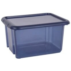 EDA - Boite De Rangement Avec Couvercle Funny Box - 30 L - Bleu Profond Acidulé