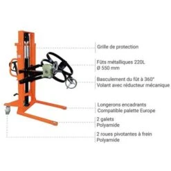 Gerbeur Basculeur De Fût - Capacité 350kg - Hauteur Max 1945mm - HMK350/1945 -Stanleyfaco Magasin 8901099 3