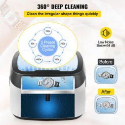 VEVOR Nettoyeur A Ultrasons Numerique 1,2 L Nettoyeur Ultrasonique Professionnel 40 KHz 70 W Appareil De Nettoyage Ultrasonique Bac Inox Coque ABS 5 Cycles De Temps Preregles Bijoux Lunettes Protheses -Stanleyfaco Magasin 89066928 3