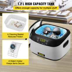 VEVOR Nettoyeur A Ultrasons Numerique 1,2 L Nettoyeur Ultrasonique Professionnel 40 KHz 70 W Appareil De Nettoyage Ultrasonique Bac Inox Coque ABS 5 Cycles De Temps Preregles Bijoux Lunettes Protheses -Stanleyfaco Magasin 89066928 5