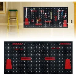 Panneau Mural Pour Rangement D'outils Panneau à Outils Perforé Panneaux Muraux à Outils En Plastique 120x60x2cm Paroi Perforée Pour Atelier HENGMEI -Stanleyfaco Magasin 90040835 3