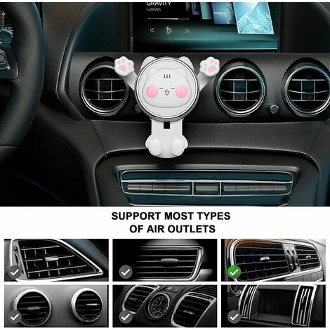 Liquidation totale Support De Support De Téléphone De Voiture, Support De Clip D'aération Support De Téléphone Portable Mignon Compatible Avec Les Accessoires De Smartphone De 4 à 7 Pouces, Blanc, Ro 6 Liquidation totale Support De Support De Téléphone De Voiture, Support De Clip D'aération Support De Téléphone Portable Mignon Compatible Avec Les Accessoires De Smartphone De 4 à 7 Pouces, Blanc, Ro – Image 4