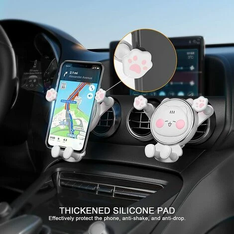 Liquidation totale Support De Support De Téléphone De Voiture, Support De Clip D'aération Support De Téléphone Portable Mignon Compatible Avec Les Accessoires De Smartphone De 4 à 7 Pouces, Blanc, Ro 7 Liquidation totale Support De Support De Téléphone De Voiture, Support De Clip D'aération Support De Téléphone Portable Mignon Compatible Avec Les Accessoires De Smartphone De 4 à 7 Pouces, Blanc, Ro – Image 5