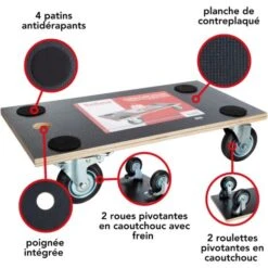 TRANSPORTEUR DE MEUBLES - 575 X 300 Mm - CHARGE MAX. 400 Kg -Stanleyfaco Magasin 91407532 5