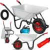 MASKO® Brouette Caisse Galvanisée : 100 L - Roue Gonflée 250 Kg Transport Jardinage Chantier, Argent -Stanleyfaco Magasin 91815588 1