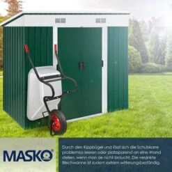 MASKO® Brouette Caisse Galvanisée : 100 L - Roue Gonflée 250 Kg Transport Jardinage Chantier, Argent -Stanleyfaco Magasin 91815588 5
