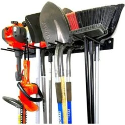 Support Outils Jardin Mural Porte Outils Balai Organiseur Garage En Métal Rangement Pour Balai Avec 8 Crochets