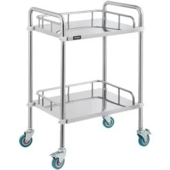 VEVOR Chariot De Laboratoire A 2 Etages,Chariot De Service 56 38 87 Cm,Chariot En Acier Inoxydable Avec Roulette Utilise Dans Le Salon Beaute,lhopital,la Cuisine,le Restaurant Et Le Laboratoire