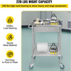 VEVOR Chariot De Laboratoire Inox, Service Table Roulante Desserte 2 Plateaux 2 Etages En Acier Inoxydable Avec Tiroir Superieur, 1 Tiroir Dentaire Salon De Beaute Centre De Recherche Hopitaux 10 VEVOR Chariot De Laboratoire Inox, Service Table Roulante Desserte 2 Plateaux 2 Etages En Acier Inoxydable Avec Tiroir Superieur, 1 Tiroir Dentaire Salon De Beaute Centre De Recherche Hopitaux -Stanleyfaco Magasin 92852196 4