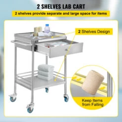 VEVOR Chariot De Laboratoire Inox, Service Table Roulante Desserte 2 Plateaux 2 Etages En Acier Inoxydable Avec Tiroir Superieur, 1 Tiroir Dentaire Salon De Beaute Centre De Recherche Hopitaux 11 VEVOR Chariot De Laboratoire Inox, Service Table Roulante Desserte 2 Plateaux 2 Etages En Acier Inoxydable Avec Tiroir Superieur, 1 Tiroir Dentaire Salon De Beaute Centre De Recherche Hopitaux -Stanleyfaco Magasin 92852196 5