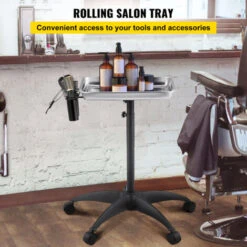 VEVOR Chariot Coiffure Roulettes Tablette Plateau Mobile Hauteur Reglable Argent -Stanleyfaco Magasin 92852202 3