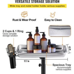 VEVOR Chariot Coiffure Roulettes Tablette Plateau Mobile Hauteur Reglable Argent -Stanleyfaco Magasin 92852202 4