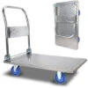 Chariot à Plate-Forme Pliable Chariot De Transport Avec Poignées, Capacité De Charge 150KG, Aide Au Transport Avec Roulettes Pivotantes, Chariot De Stockage Camionnette à Colis-Argent -Stanleyfaco Magasin 94899096 1