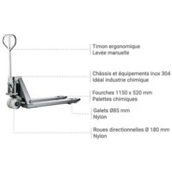 Transpalette Inox Manuel - Charge Max 2000kg - 855008023 8 Transpalette Inox Manuel - Charge Max 2000kg - 855008023 -Stanleyfaco Magasin 95897874 3