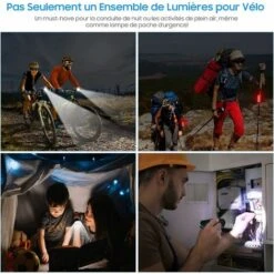 Detake Lampe Velo Etanche IP65, Lumière Vélo Arrière 5 Modes Et Lampe LED Avant 3 Modes Puissante, USB Rechargeable Eclairage Velo -Stanleyfaco Magasin 95966742 5