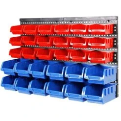Étagère à Outils Avec Boites De Rangement 30 Bacs à Bec Etagère Murale Modulable Extensible Garage