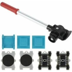 Kit De Deplace Meuble Pour Meubles Lourds, 8Pcs Ensemble De Roulettes Pour Meubles Avec 1 Tige De Levage Et 4 Roulettes De Déplacement, Deplace Meuble Roulettes Pour Meubles Jusqu'à 200 Kg