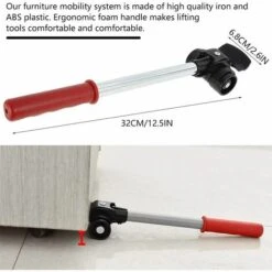 Kit De Deplace Meuble Pour Meubles Lourds, 8Pcs Ensemble De Roulettes Pour Meubles Avec 1 Tige De Levage Et 4 Roulettes De Déplacement, Deplace Meuble Roulettes Pour Meubles Jusqu'à 200 Kg -Stanleyfaco Magasin 96453659 5