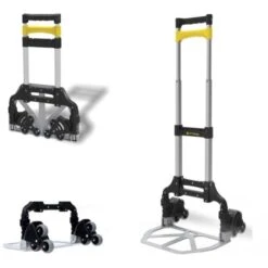 Chariot Multifonction FOLD TRIO Porte-colis Monta Scale - Chariot Pliable En Aluminium Avec 6 Roues Avec Axe Rotatif Ide'al Pour Les Escaliers