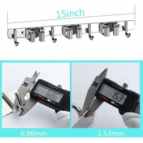 Porte Balai Mural - Accroche Balai En Acier Inoxydable, Support Cintre De Rangement Pour Cuisine, Garage, Buanderie (3 Emplacements Et 4 Crochets) 6 Porte Balai Mural - Accroche Balai En Acier Inoxydable, Support Cintre De Rangement Pour Cuisine, Garage, Buanderie (3 Emplacements Et 4 Crochets) – Image 4