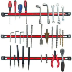 Jeu De 3 Barres Aimantées 45cm - Bande Magnétique Accroche Mural Outils - Rangement Outillage Garage Atelier - Aimant Puissant