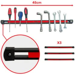 Jeu De 3 Barres Aimantées 45cm - Bande Magnétique Accroche Mural Outils - Rangement Outillage Garage Atelier - Aimant Puissant -Stanleyfaco Magasin 97071718 4