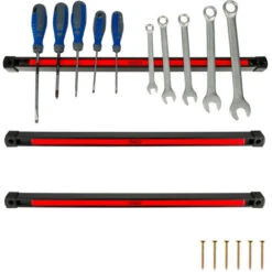 Jeu De 3 Barres Aimantées 45cm - Bande Magnétique Accroche Mural Outils - Rangement Outillage Garage Atelier - Aimant Puissant -Stanleyfaco Magasin 97071718 5