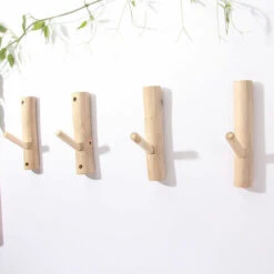 Crochets Muraux De Branche D'Arbre En Bois Naturel Véritable Vintage, Ensemble De Crochets Faits À La Main Fixés Au Mur, Crochets D'Aspiration Forts Adhésifs En Bois Décoratifs Rustiques -Stanleyfaco Magasin 97448102 3