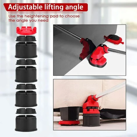 Leve Meubles Lourds, Deplace Meubles Kit D'outils Grands Et Petits Sans Effort, Souleve Meuble Avec 4 Coussinets élévateurs Et Roulettes Pour Demenagement, Pour Canapé, Cabinet (Rouge) 5 Leve Meubles Lourds, Deplace Meubles Kit D'outils Grands Et Petits Sans Effort, Souleve Meuble Avec 4 Coussinets élévateurs Et Roulettes Pour Demenagement, Pour Canapé, Cabinet (Rouge) – Image 3