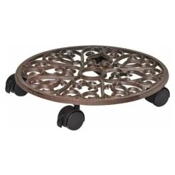 Support à Roulettes Pour Pot De FleurØ 29 X 6,5 Cm I Support Roulant De Plant Pour L'intérieur + L'extérieur I Roule Pot En Fonte, Nickel I 2 Freins I Capacité De Charge 50 Kg -20092201 -Stanleyfaco Magasin 97520305 4