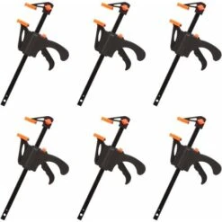 Promotion Lot De 6 Serre-joints En Forme De F, Serre Joint Avec Serrage Rapide Et Facile, Outils à Main Pour Menuiserie, Porte En Bois(4pouces)