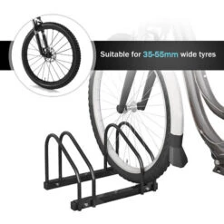 WOLTU Râtelier Vélo Pour 2 Vélos. Range Vélo Au Sol Ou Mural. Support Pour Bicyclettes. Porte-vélos En Métal Noir -Stanleyfaco Magasin 98088067 5