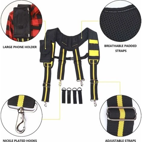 Bretelles Réglables Ceintures Porte-outils Porte Outils Ceinture Bretelles Homme Outils Professionnel Pour Charpentier, électricien, Plombier 4 Bretelles Réglables Ceintures Porte-outils Porte Outils Ceinture Bretelles Homme Outils Professionnel Pour Charpentier, électricien, Plombier – Image 2